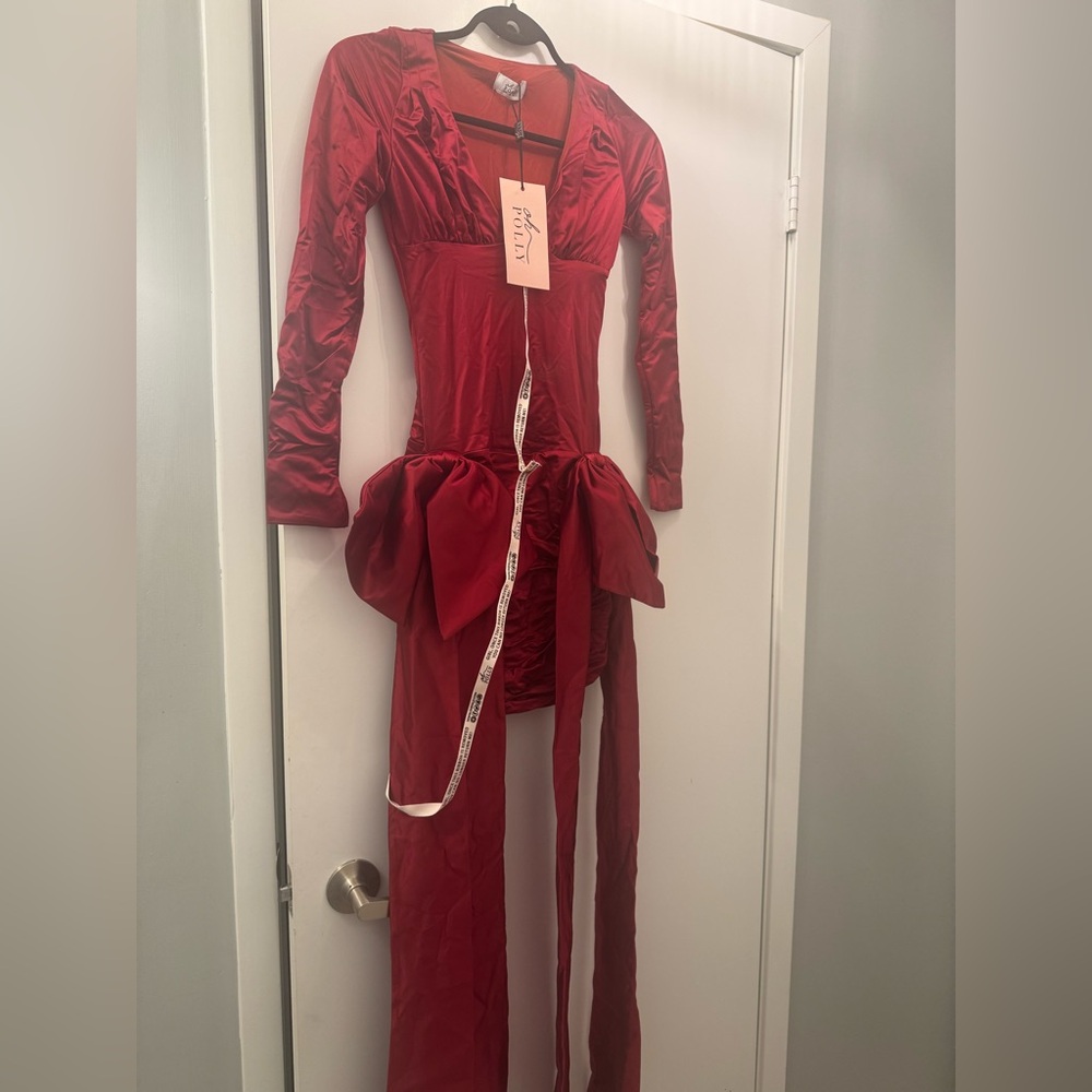 OH POLLY- Red Bow Holiday Cocktail Dress- Size 2
